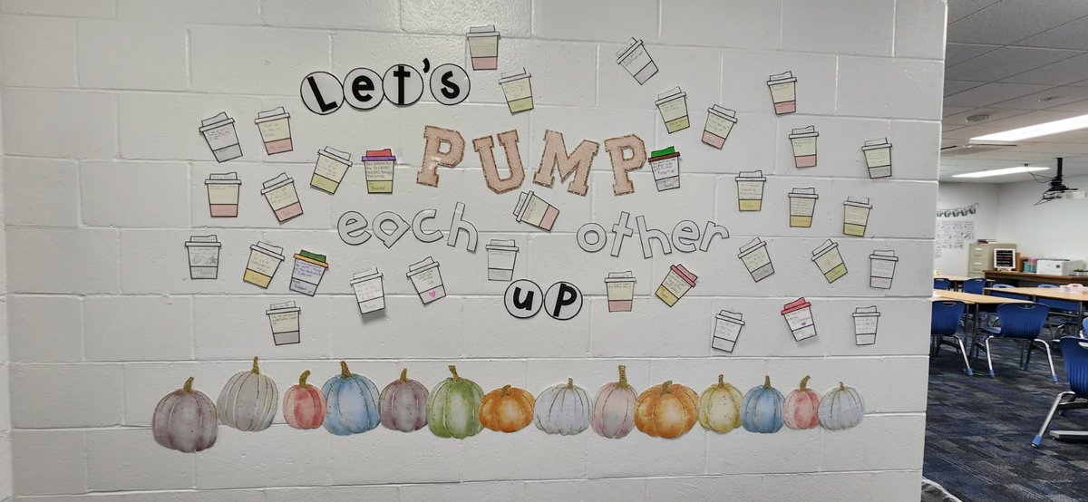 Words are powerful. They can tear down or build up. In Mrs. Hogan’s classes, they’re choosing to build UP!
Mrs. Hogan's wall is now a Shout Out Wall and is filling up fast! Students may grab a coffee cup note, write a “pump up” for anyone in the building.  Join us in positivity!