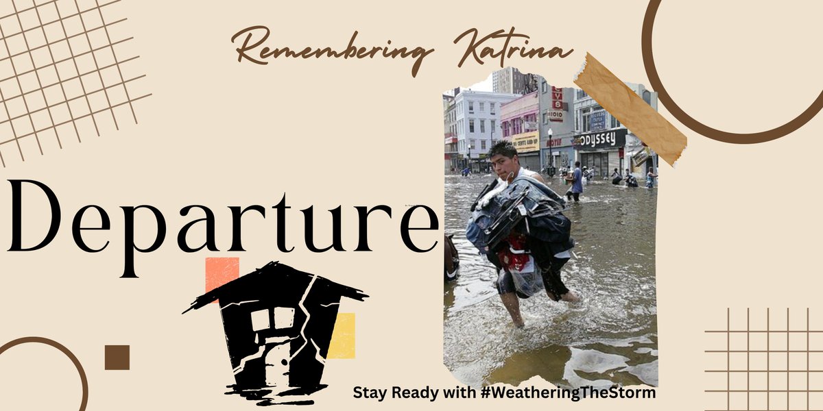 🌀 Hurricane Katrina showed us what happens when a 🎶 Getaway isn't planned. Today's theme is 🎶 Departure - a reminder to back, plan and prepare so evacuations can be smoother and safer. Preparedness = rhythm in the storm. #NationalPreparednessMonth #EWF