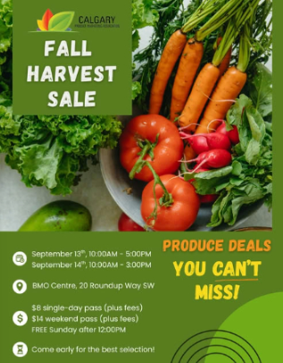 It’s back – Calgary’s favourite way to stock up and give back! Tickets are now available for our annual Fall Harvest Sale, where you can shop affordable, fresh fruits and vegetables for all your cooking, canning, and family meal-prep needs. For more, visit calgarypma.ca