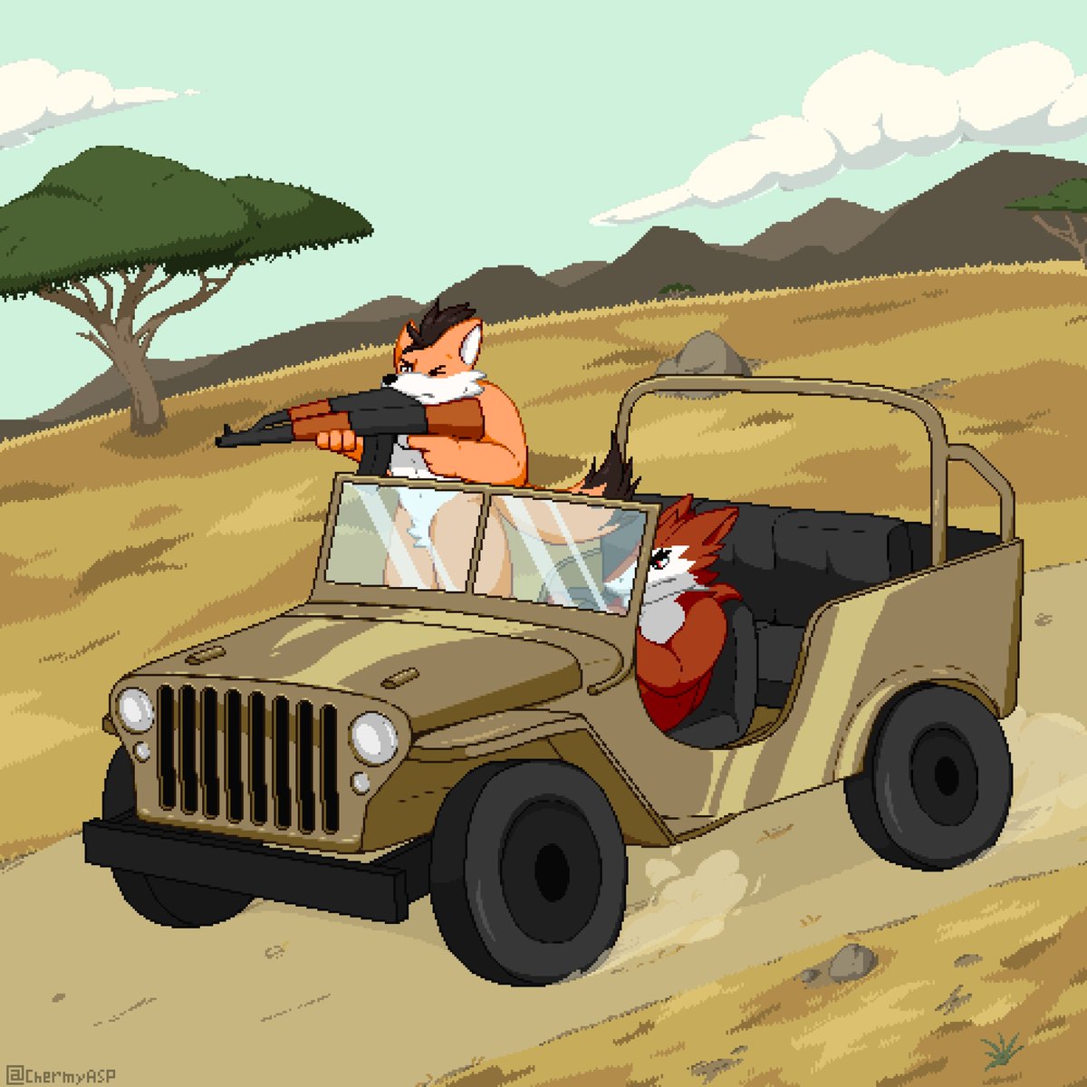 ChermyASP's tweet image. It&apos;s been a long time since I did a pixel art piece, and this one took me a while.

A commission for someone on discord.