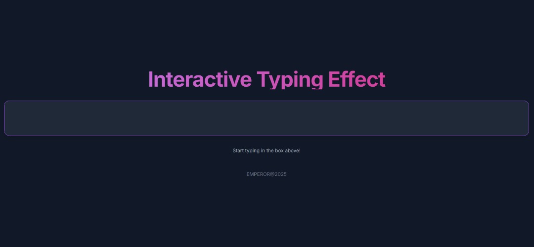 Emperor1019's tweet photo. Day 11 of my #30DaysCodingChallenge is a wrap

Today's project was all about creating a cool, interactive typing animation effect. 

What do you think of the effect? Let me know in the comments
https://t.co/yiKEIaG8Jj

#Day11 #CSS #JavaScript #TypingEffect #30DaysCodingChallenge https://t.co/nMSSKcRNrd