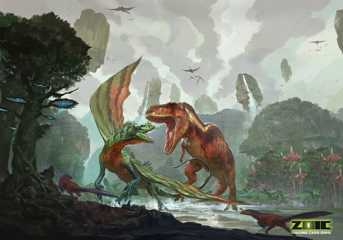 Behold the ZOIC TCG package art! Featuring an epic battle between our Beasts of the Mesozoic T. rex and the Cyberzoic Lizard Dragon- Raph Lomotan perfectly captures the legendary ZOIC Battlegrounds!
ZOIC comes to Kickstarter on 9/23/25. Follow at: kickstarter.com/projects/creat…