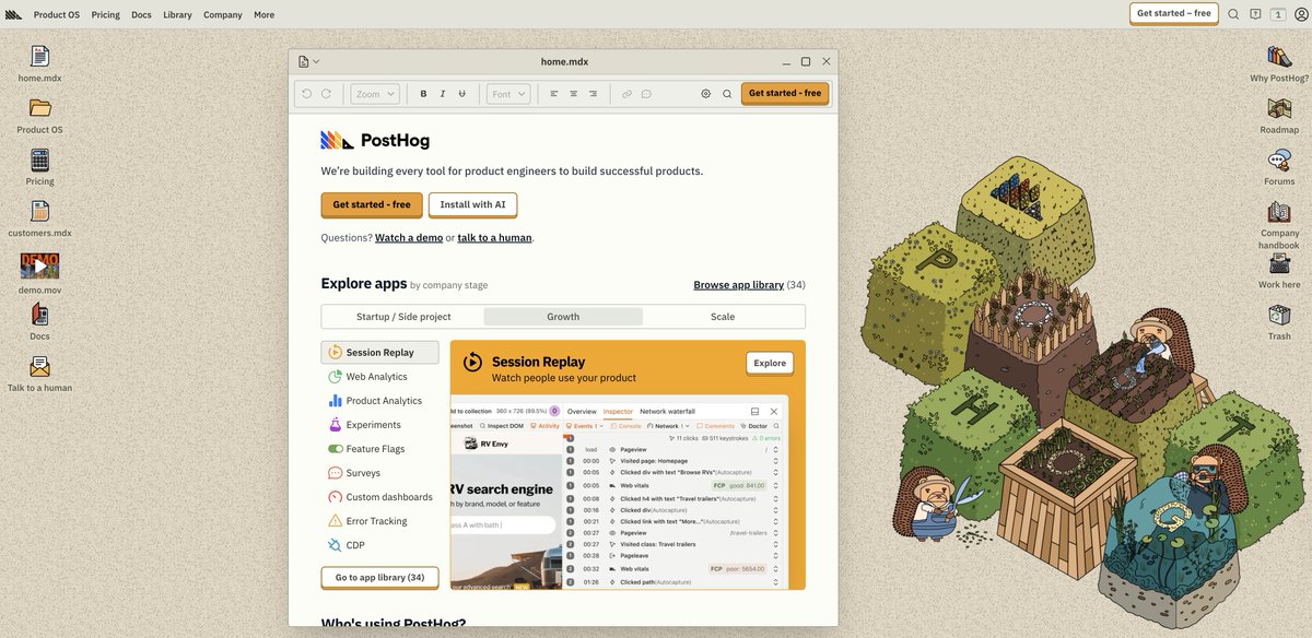 dopiotrek's tweet image. ngl, the design team at @posthog was on fire
