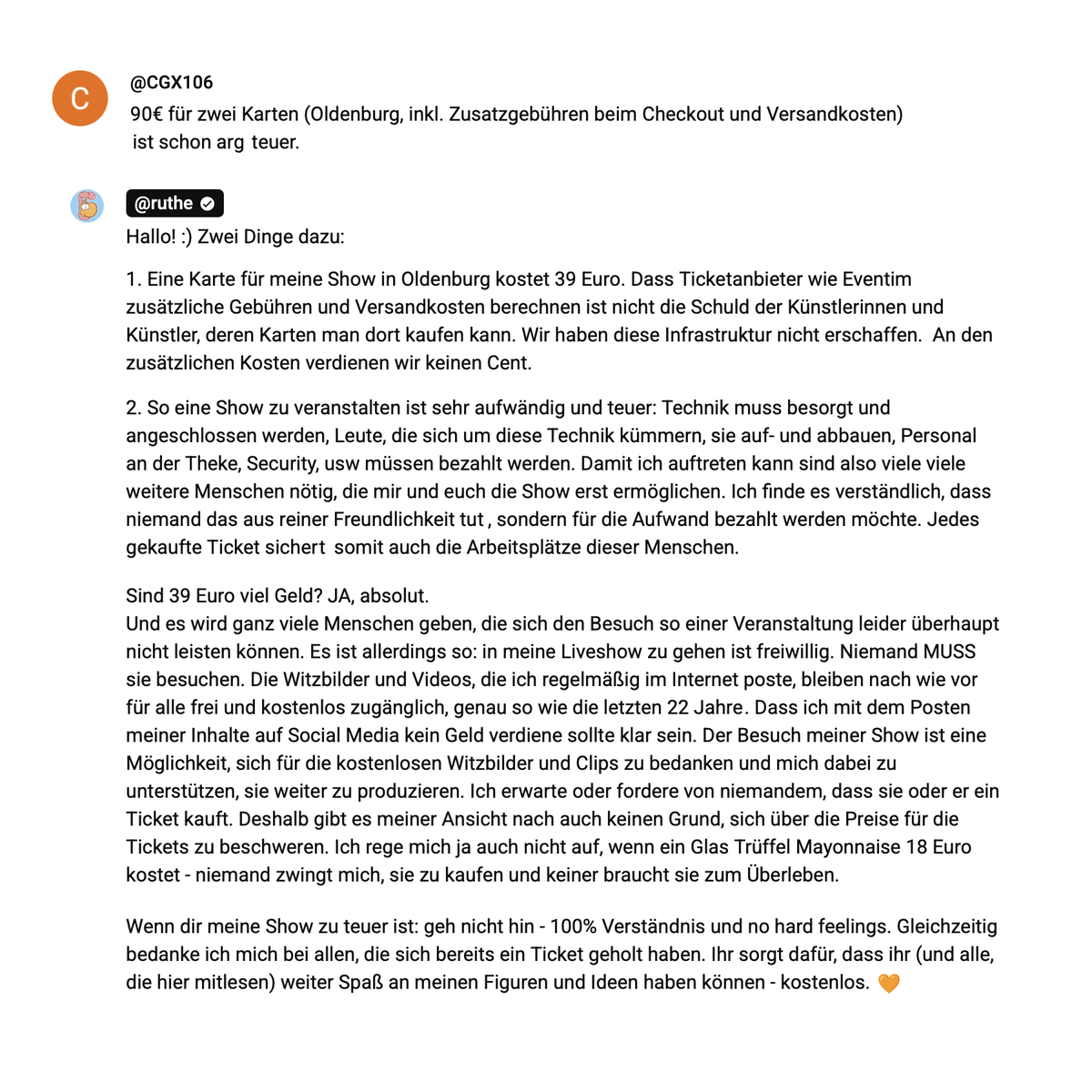 Ein paar Worte dazu, wie sich Ticketpreise für Live-Events zusammensetzen.