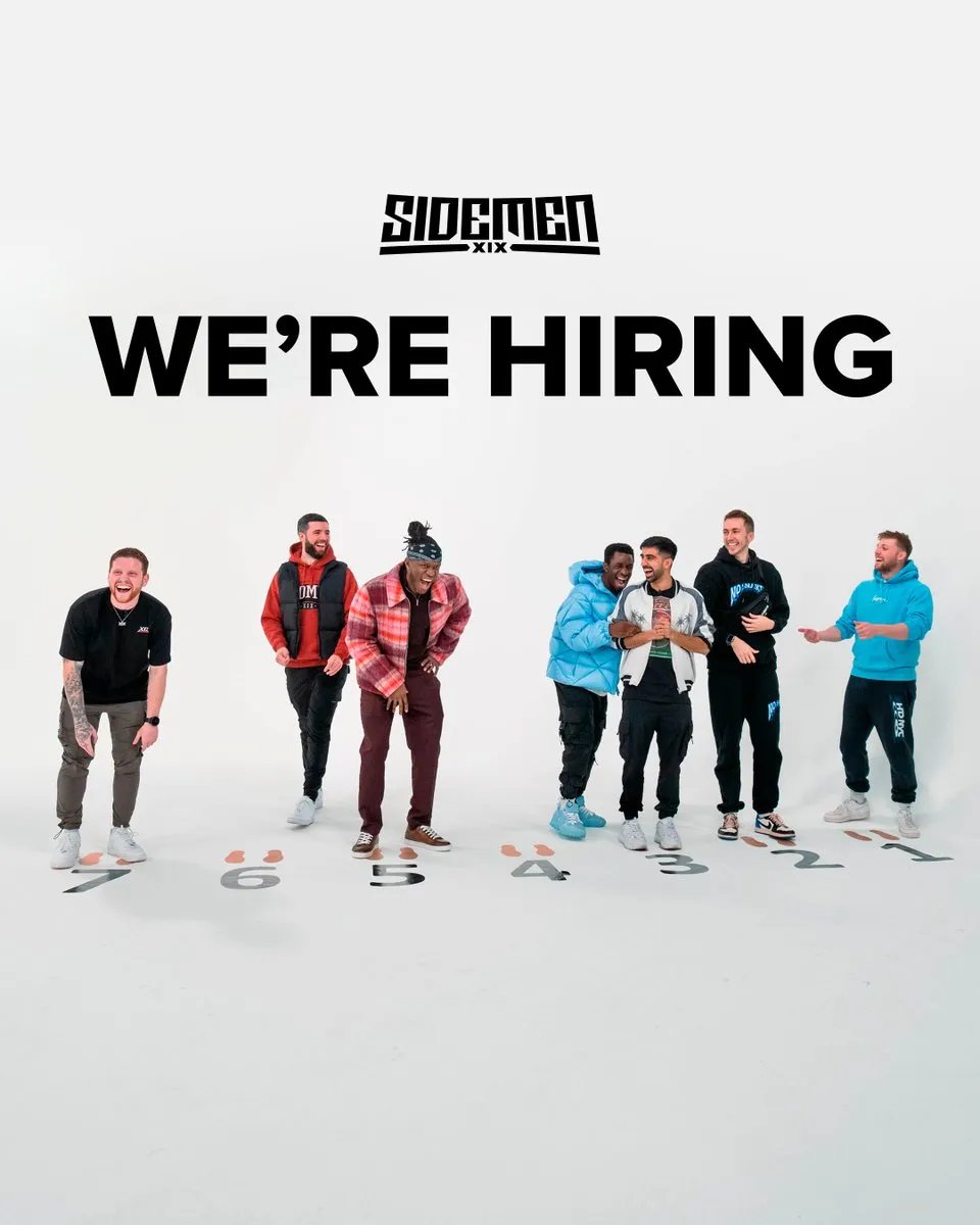 📢 📢 📢 Sidemen are looking for Editors!

We're currently hiring for a full-time junior editor in our London office. 
This is your chance to work closely with some of the best editors in the world, helping create videos that get millions of views every week on:
🎥 Sidemen