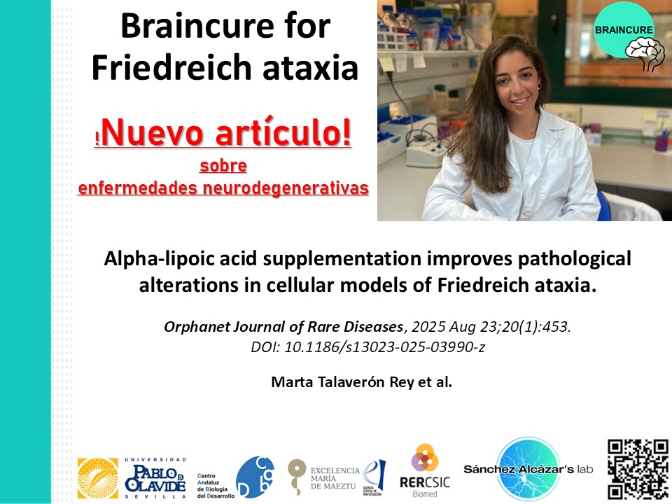 ¡Estamos muy contentos porque tenemos nueva publicación! Nuestra compañera Marta Talaverón Rey ha publicado su investigación sobre la Ataxia de Friedreich, que se encuentra dentro de la plataforma BRAINCURE.