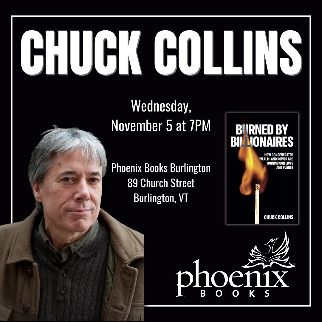 Burlington friends! The New Press releases my book "Burned by Billionaires" on Oct. 7: thenewpress.org/books/burned-b…
That gives you almost a month to read it before my evening chat at Phoenix Books Burlington on Nov. 5.
Get your tickets now!
phoenixbooks.biz/event/2025-11-… #WealthInequality