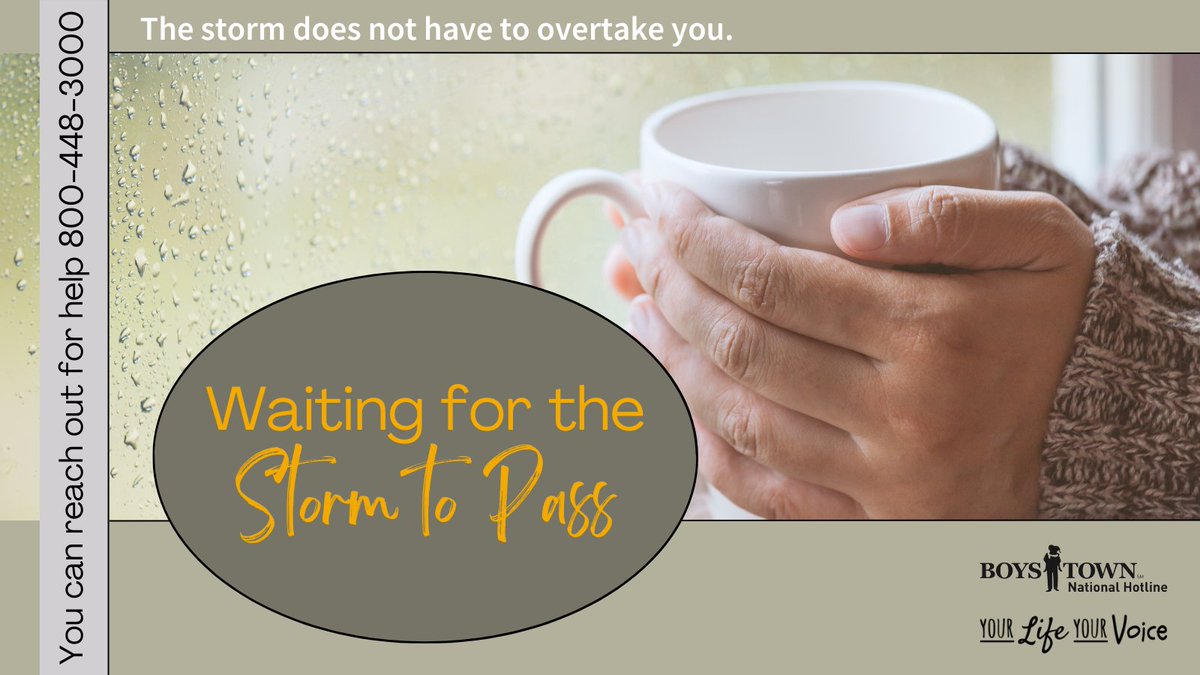 BoysTownHotline's tweet image. Will it ever get better? YES! Much like a storm that seems never-ending, the thoughts will pass and soon the sun will shine. ☀️ While you wait for your storm to pass, try these tips: bit.ly/ylyvWaitingFor… #DontGiveUp #MentalHealthMatters #WithHelpComesHope