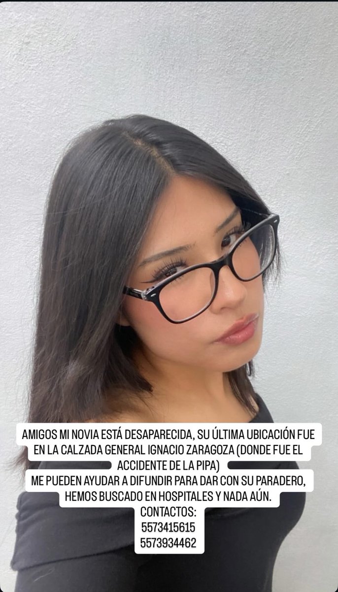 rosaliliatorrs's tweet photo. La joven universitaria Ana Daniela Barragán Ramírez, de 19 años, se encuentra desaparecida luego de la explosión de una pipa registrada este miércoles en la Calzada Ignacio Zaragoza, en Iztapalapa.

Su novio, Bryan Ramos, difundió en Facebook un llamado de auxilio paraocalizarla, señalando que ha recorrido junto a la familia diversos hospitales, entre ellos Rubén Leñero, IMSS 53, ISSSTE Zaragoza, Emiliano Zapata y Belisario Domínguez, sin resultados hasta el momento.