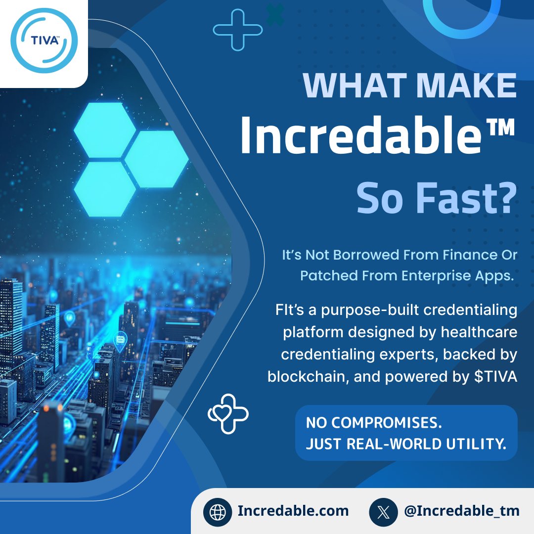 IntivaHealth's tweet image. 🛠 Designed by credentialing pros. Powered by $TIVA.
Not finance retrofitted for health. Pure healthcare-native credentialing.