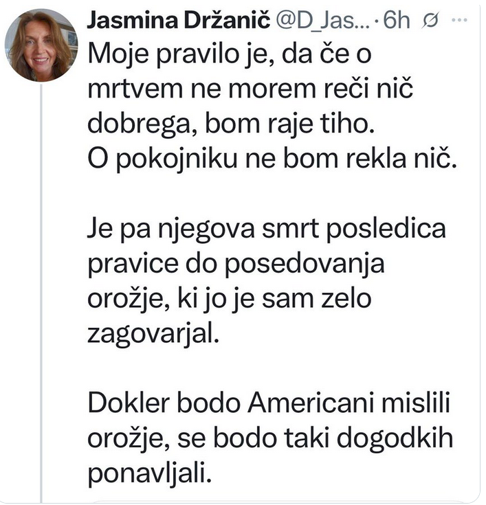 #CharlieKirk ni umrl zato, ker ne svetu obstaja orožje. 
Ampak je umrl zato, ker levičarski politični psihopati ne prenesejo drugače mislečih. Slovenija ni izjema.