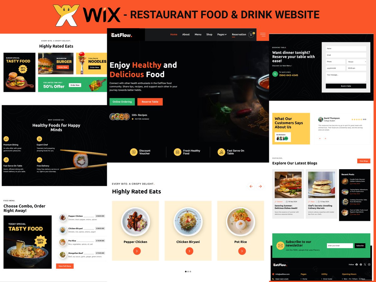 Just wrapped up some Wix Restaurant Food &amp; Drink website projects 

Clean menus
Mobile responsive
Fast-loading
Online ordering &amp; booking

⏩Contact Me:
WhatsApp: tiny.cc/utpolkumardev
Telegram: tiny.cc/utpolkumardeve

#WixDesign #RestaurantWebsite #FoodBusiness #utpolkumardev