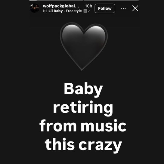 LoveIsback24's tweet image. A member from lil baby’s team says that lil baby is retiring from music.
