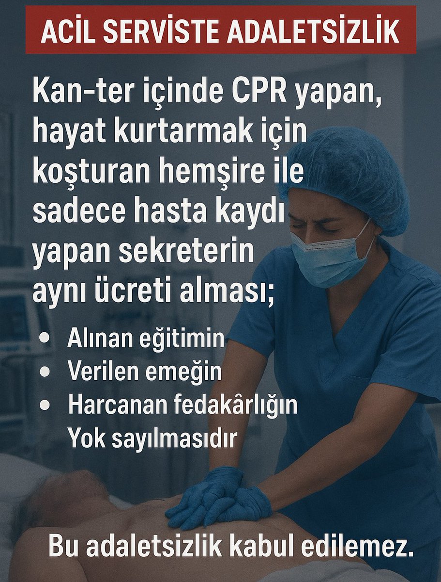 Hemşireler, her alanda daha fazla çalışmasına, daha fazla sorumluluk üstlenmesine ve yüksek lisans–doktora gibi eğitimlerle kendini geliştirmesine rağmen adaletsizliğe maruz kalmaktadır. Hemşirelerin ödeme kalemleri ayrılmalı ve artırılmalıdır.
<a href="/sbsggm/">Sağlığın Geliştirilmesi</a> 
#hemşireliğinhakkınıver