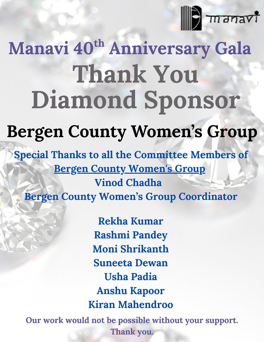 We are extremely appreciative and would like to thank our DIAMOND SPONSORS without whose support our work would not have been possible.
Please buy tickets here paybee.io/@manavi@10.