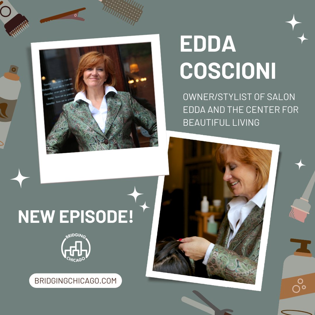 BridgingChicago's tweet photo. Edda Coscioni of @salonedda is a Chicago transplant who brings energy and beauty expertise to our city. Having worked in a salon, as a professional coach and teacher, Edda has a lot of great insight and life lessons which she shares with us in today's episode. https://t.co/4zzwMx0duM