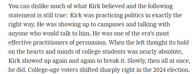 This is a great comment from <a href="/ezraklein/">Ezra Klein</a> on the New York Times page today. It shows a gracious spirit I can respect.