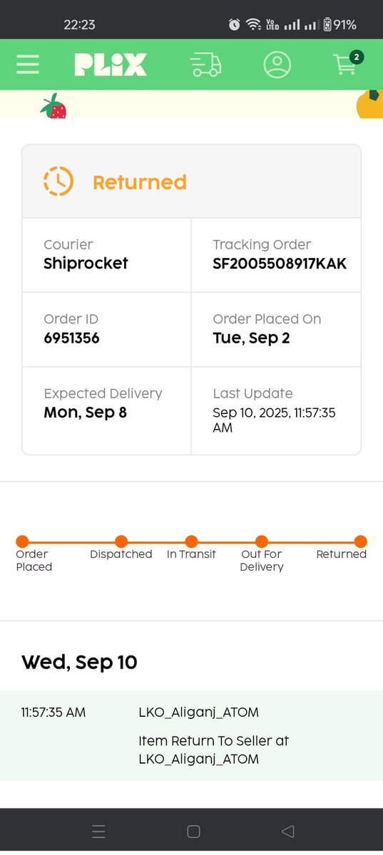 Swadhangii's tweet photo. @Plixlife ये क्या fraud है?
2 Sept को pre-paid order (ID: 6951356) किया, 8 Sept delivery date थी, 10 Sept को Out for Delivery दिखाया और बिना deliver किये Returned कर दिया
2 दिन से customer care bas “logistics issue” बोल रहा है, कोई update नहीं!

#Fraud #Plix #plix #akashzaveri https://t.co/9mKz8WswTt