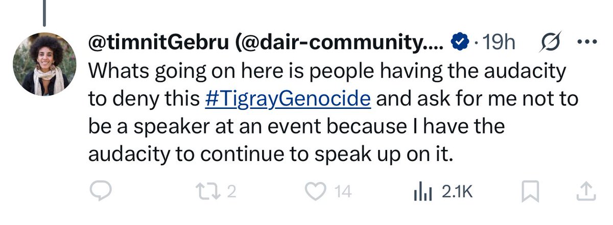 You’re wrong sideshow Bob (<a href="/timnitGebru/">@timnitGebru (@dair-community.social/bsky.social)</a>), that’s not the issue. You’re free to speak recklessly about whatever the f— you want, however, what Eritreans won’t allow happen is for you to slander, defame, insult and perpetuate unsubstantiated lies about Eritrean solders during the