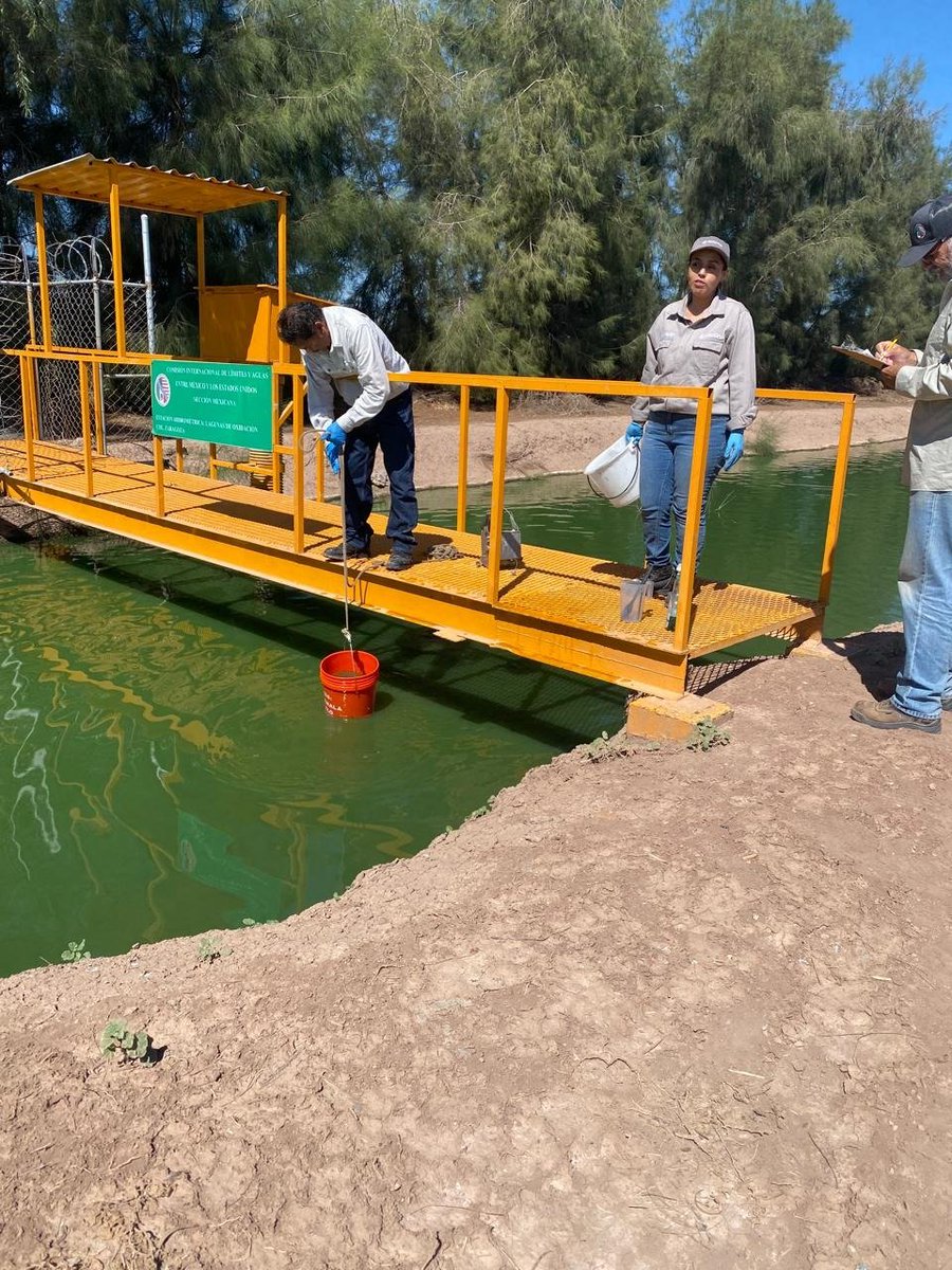 cilamexico's tweet image. Personal de ambas Secciones de la CILA de Mexicali, B.C. y Yuma, Az., en coordinación con la CONAGUA, realizan muestreo binacional de la calidad del agua del Río Nuevo en el marco del Acta 264, en los sitios de monitoreo, al final del cauce embovedado en Mexicali, B.C.