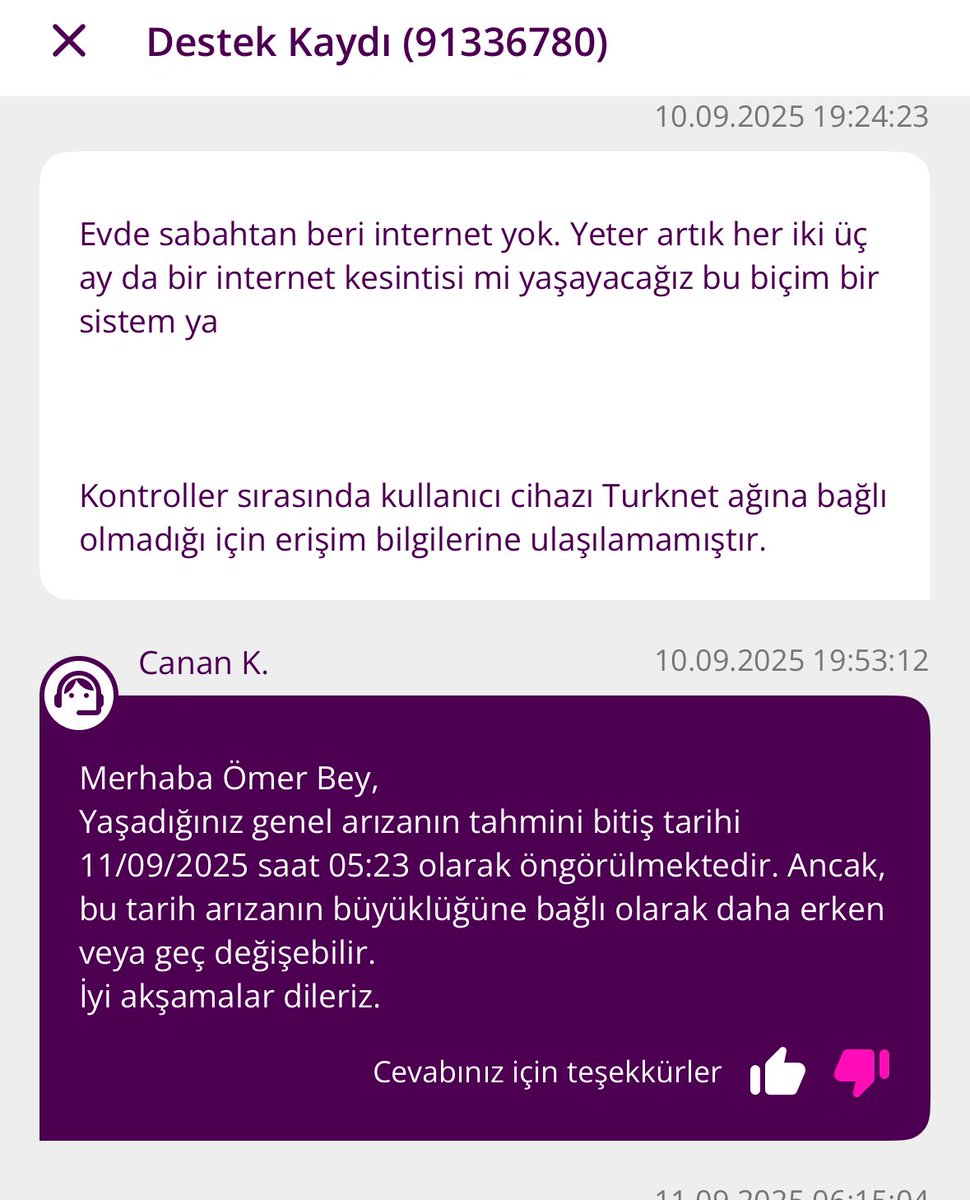 cetinkayazadee's tweet photo. @TurkNetDestek Aynen  10.09 da da aynı teraneyi sattınız. Siz çözüm için uğraşmıyorsunuz, müşteriyi oyalıyorsunuz sadece. https://t.co/Br5H8DClbr