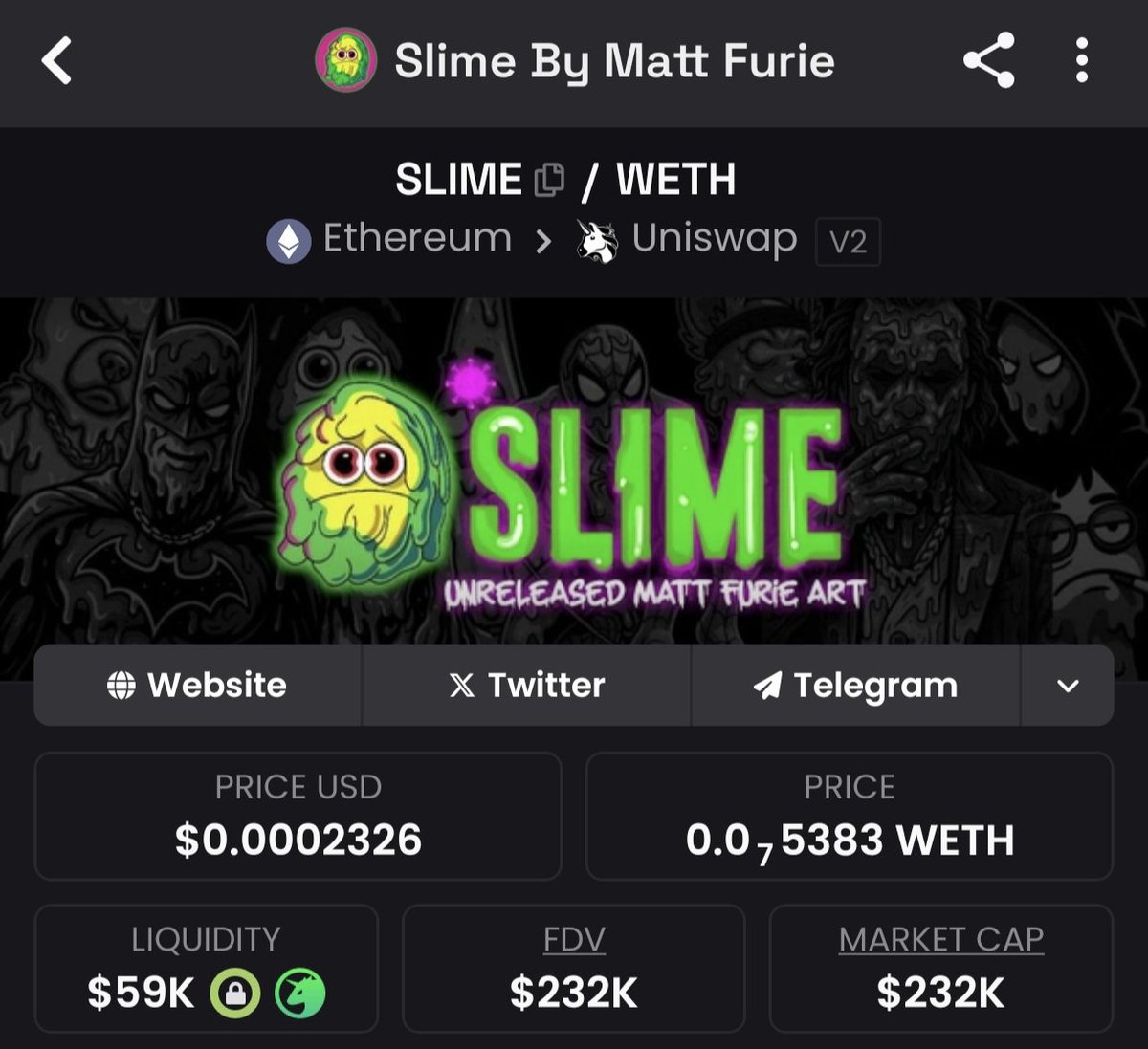 LimColAI's tweet image. $SLIME @slimetokenERC
SLIME An Unreleased Art Meme!! #SLIME DIDN&apos;T LAUNCH IT WAS LEAKED, THROUGH CRACKS IN THE MEMEVERSE. NO ADS, IT JUST SPREAD

0xe19C009683908d76EBbF0d1b1b388a3AE876DAc5
#memecoin #nft #Cryptо #Web3 #1000X #Ethereum #100X
