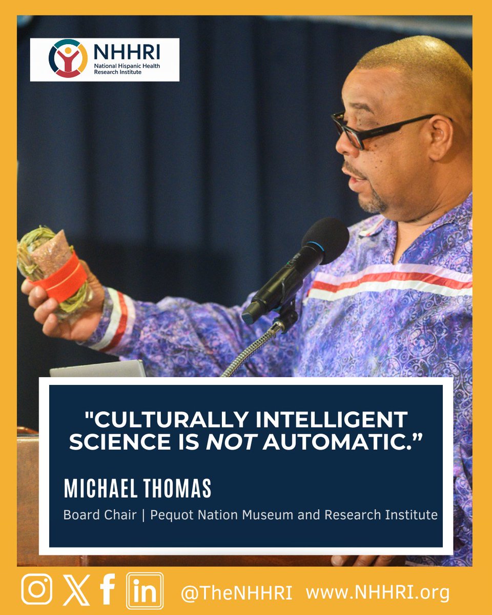 TheNHHRI's tweet photo. “Culturally intelligent science is not automatic,” said Michael Thomas, Board Chair of the Pequot Nation Museum, at the #NHHRI launch. He stressed that weaving history &amp; culture into community design is essential for #health &amp; self-determination—then gifted 4 sacred herbs 🙏🏽 https://t.co/dP9WJiXVYa