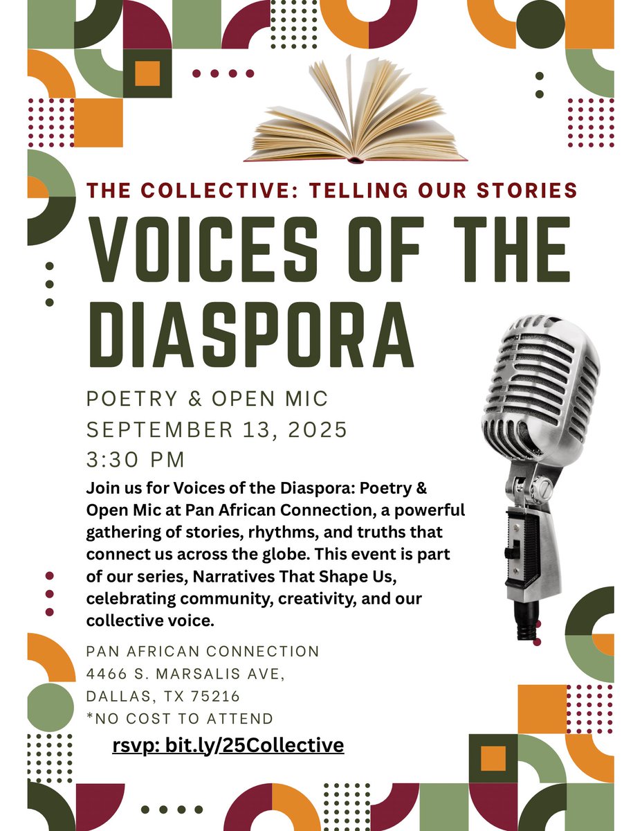 🌍 Join us for "The Collective: Narratives That Shape Us!" Save the date for our first event, Voices of the Diaspora, Saturday, Sept.13 at 3:30 PM. Rsvp: bit.ly/25Collective
Our stories are our power.Come listen. Come share. Come be part of the story.