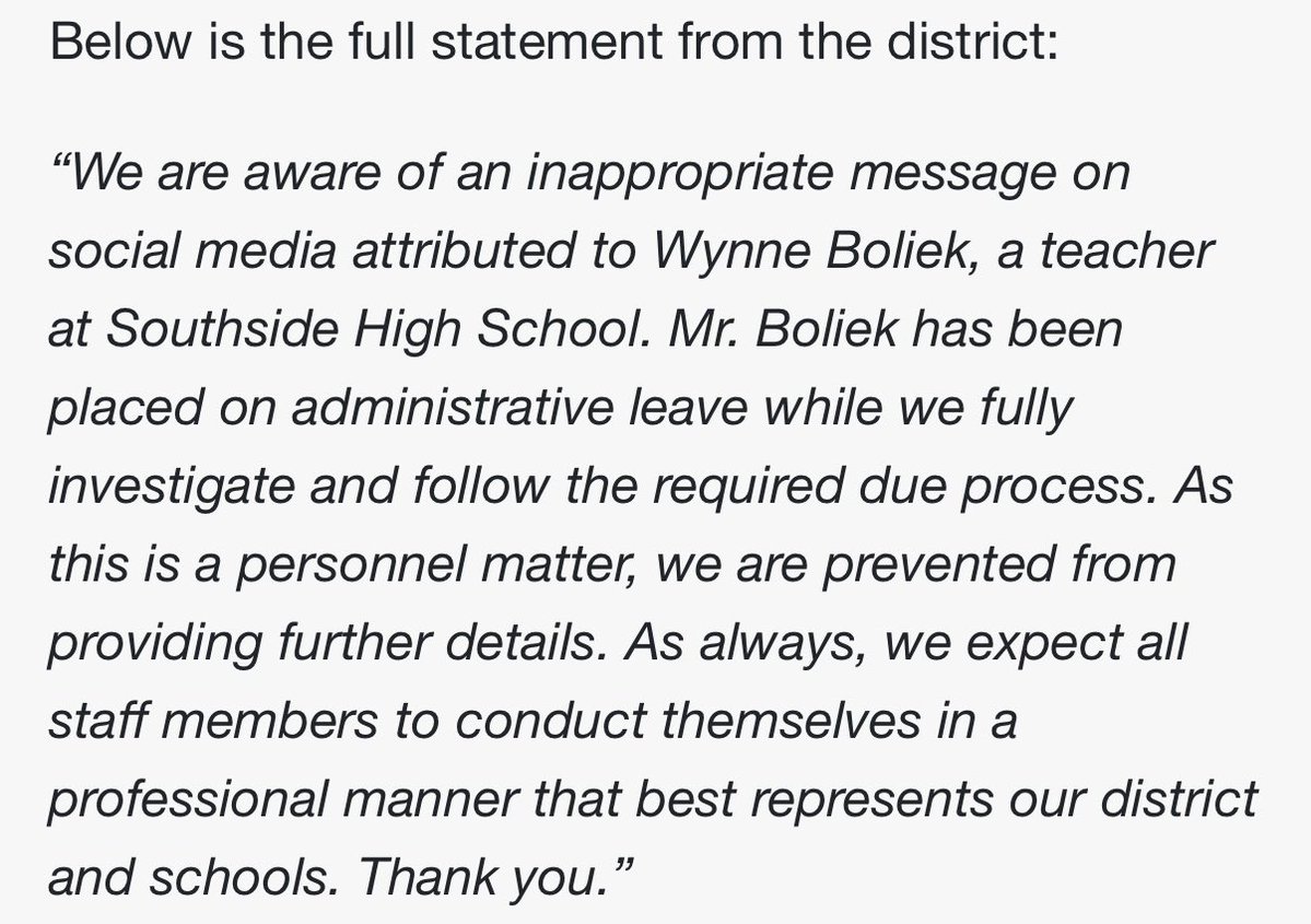 Libs of TikTok (@libsoftiktok) on Twitter photo BREAKING: Wynne Boliek, teacher at <a href="/gcschools/">Greenville County Schools</a>, has been placed on administrative leave following posts celebrating Charlie’s m*rder BREAKING: Wynne Boliek, teacher at <a href="/gcschools/">Greenville County Schools</a>, has been placed on administrative leave following posts celebrating Charlie’s m*rder