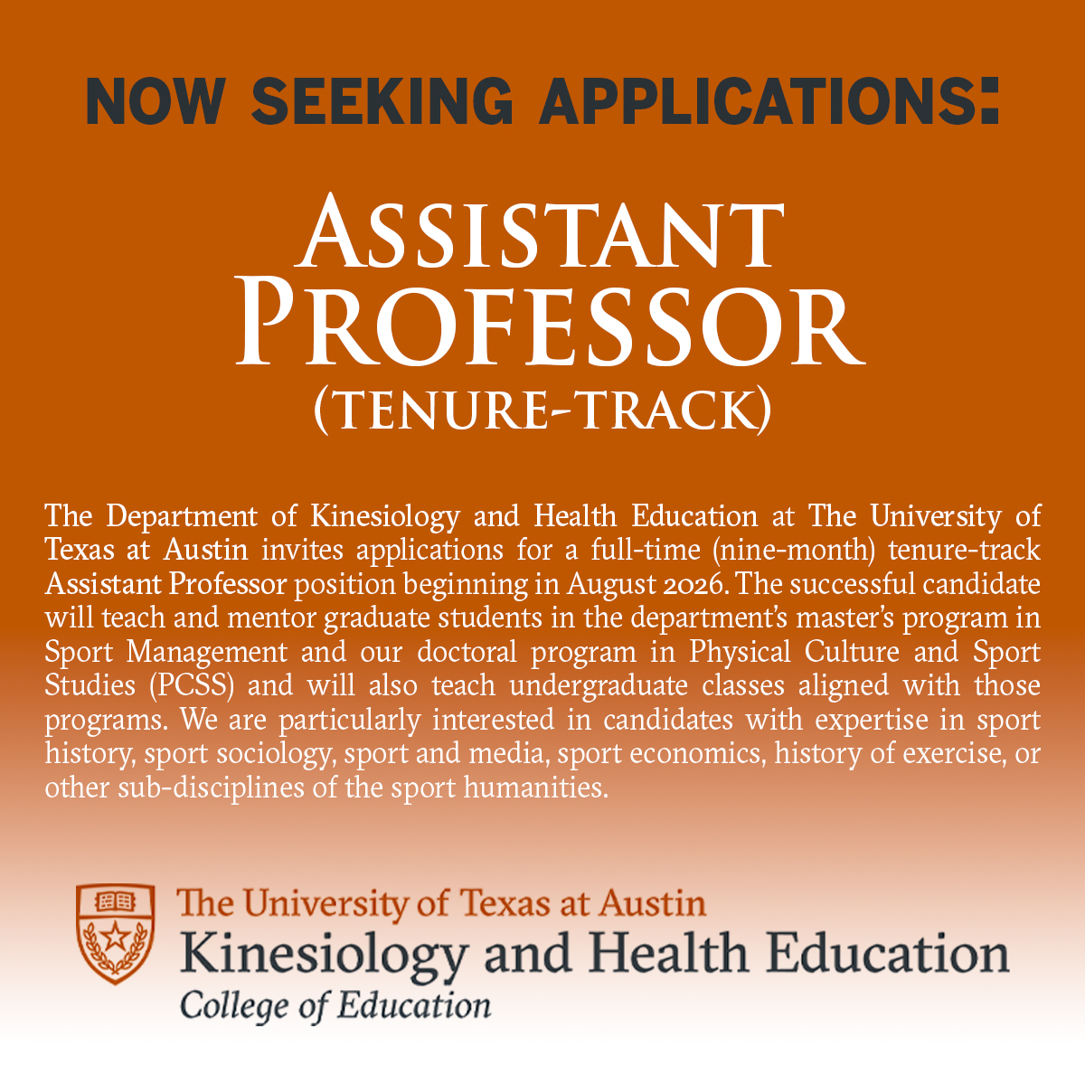 For full application criteria and instructions please visit:
apply.interfolio.com/172949