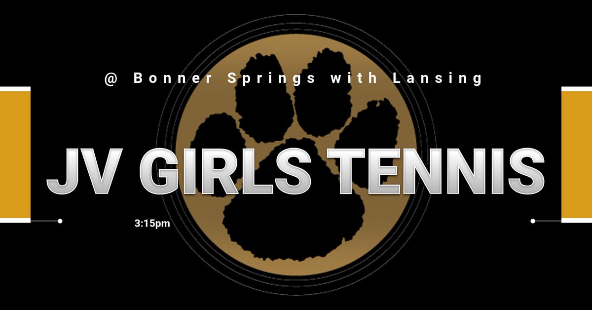 JV Girls Tennis will be at BONNER SPRINGS today in a Tri with Bonner and Lansing.  Earlier post said they were in Lansing.  That is incorrect, they will play at Bonner Springs High School starting at 3:15.