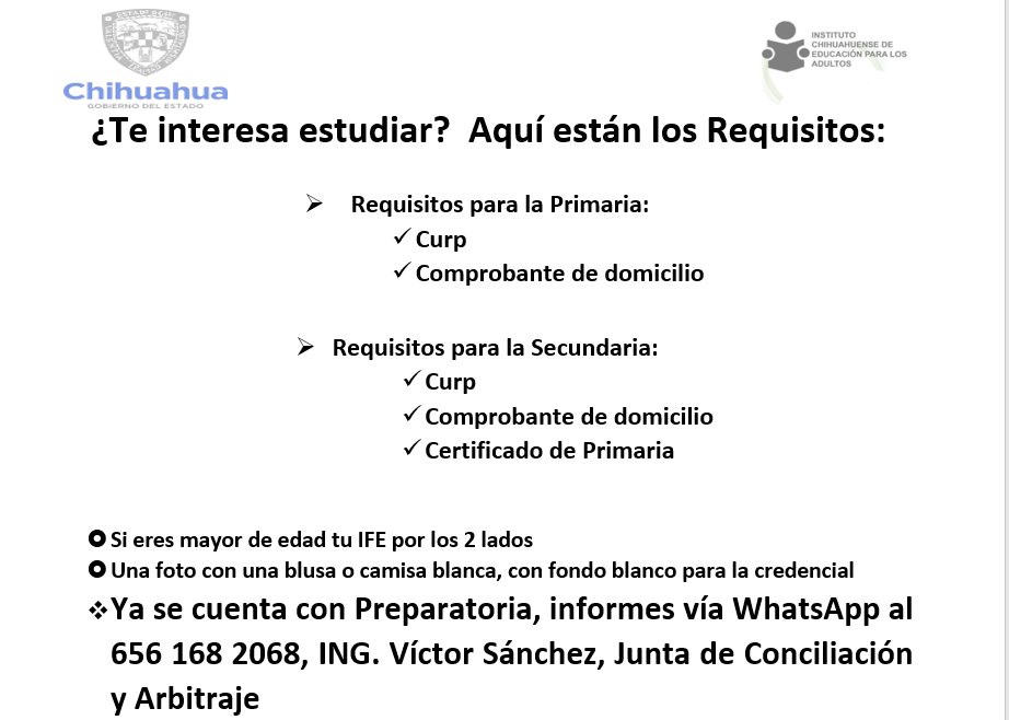 ¡Atención Chihuahua! El Instituto Chihuahuense de Educación para Adultos (ICHEA) te invita a terminar tus estudios y obtener una carrera profesional. No pierdas más tiempo y únete al ICHEA para cambiar tu futuro. ¡Inscríbete ahora y comienza a construir el éxito que deseas!