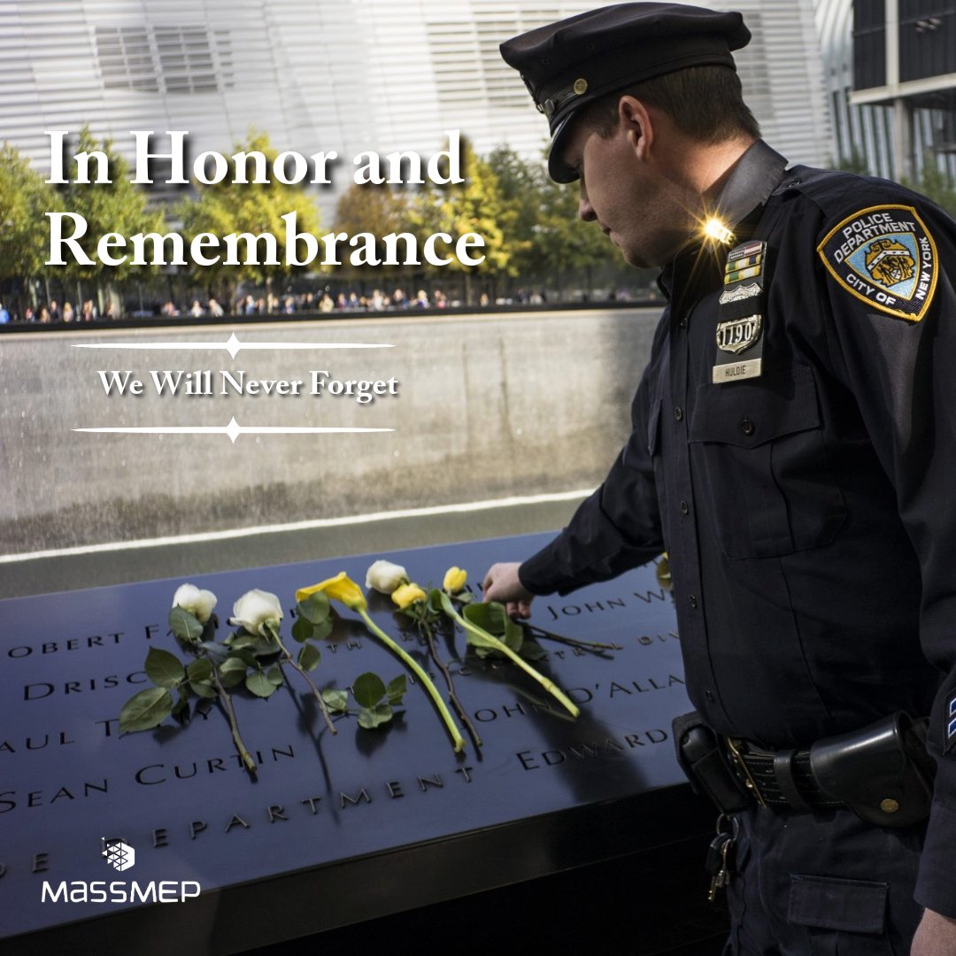 Today, we honor the lives lost on September 11, 2001, and pay tribute to the heroes who showed extraordinary courage in the face of tragedy.

At <a href="/MassMEP/">MassMEP</a>, we remember the resilience and strength that carry us forward as a nation.

#MassMEP #Together #September11