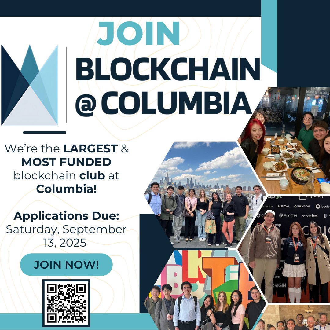 BlockchainatCU's tweet image. With the semester in full swing now, this is just a reminder that the B@C applications are due this Saturday, September 13, at 11:59pm ET! 😄

If you&apos;re interested in being a general member (to attend workshops, events, site visits, and other general club activities) or…