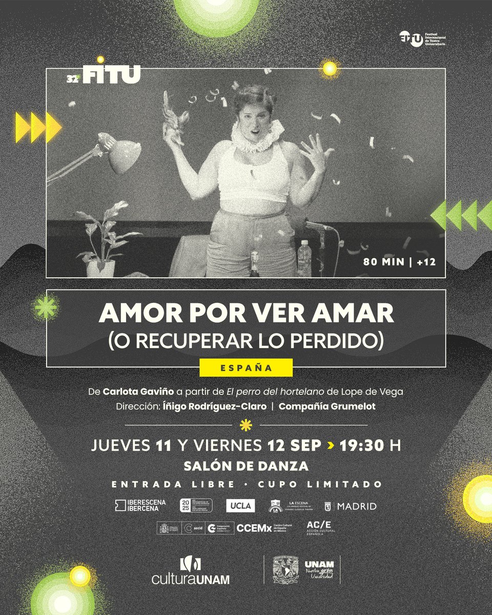 Una actriz y un músico se unen en Amar por ver amar, conferencia performativa que cruza comedia, concierto barroco y teatro. 

11 y 12 de sept, 19:30 h, Salón de Danza.
#32FITU