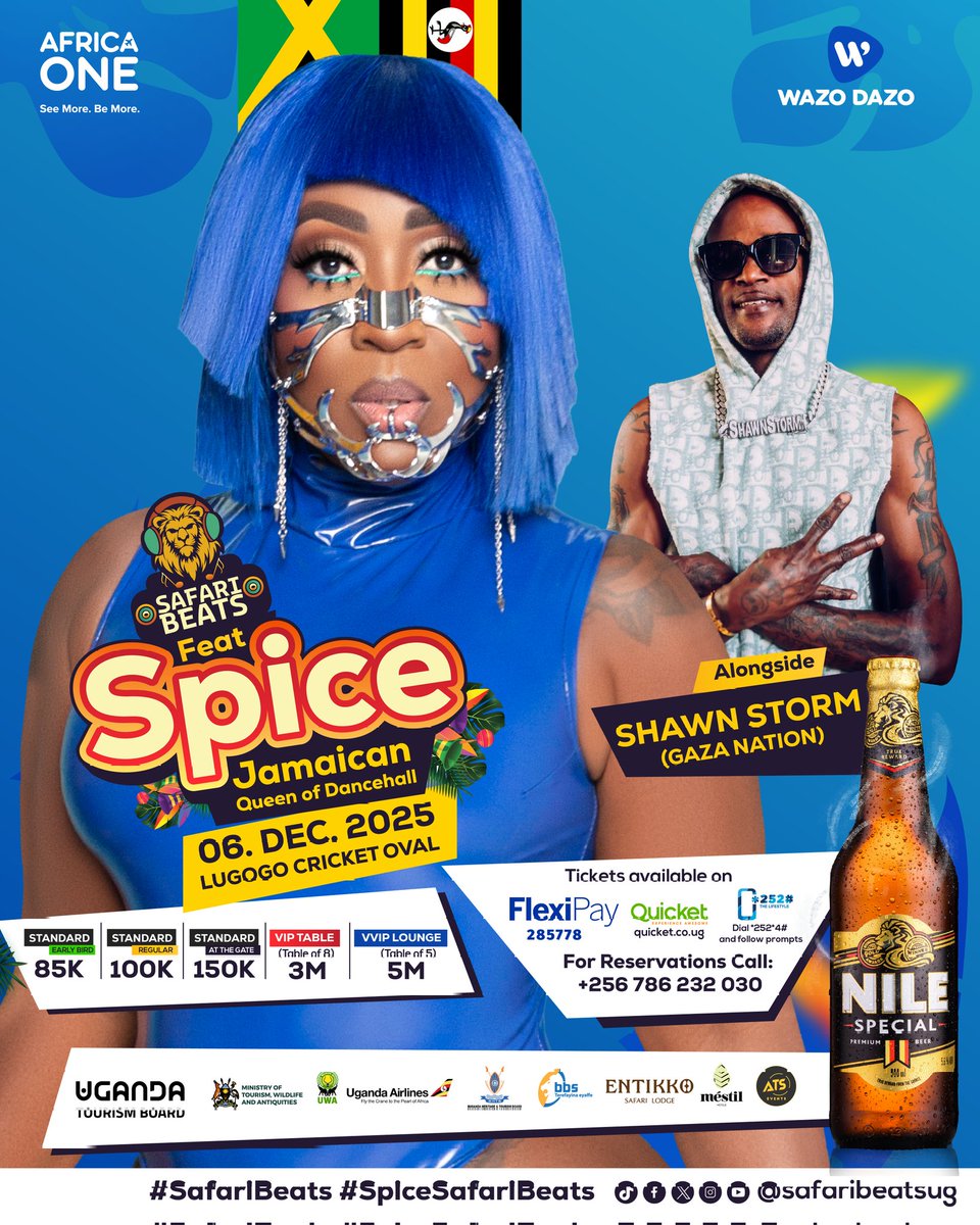 Josh The Fixer (@joshthefixer) on Twitter photo Guess who is flying with <a href="/spiceofficial/">Spice 👸🏾🇯🇲</a> .... <a href="/ShawnStormMuzic/">Shawn Storm Official</a> from Gaza Nation. Dancehall Royalty.
Early birds have no regrets. Head over to quicket.co.ug or Dial *252*4# and follow prompts.
#SpiceSafariBeats #SafariBeats
<a href="/252thelifestyle/">252 The Lifestyle</a>
<a href="/NileSpecial/">Nile Special</a>
<a href="/MarkDaUrban5/">Mark Da Urban olule TM</a> Guess who is flying with <a href="/spiceofficial/">Spice 👸🏾🇯🇲</a> .... <a href="/ShawnStormMuzic/">Shawn Storm Official</a> from Gaza Nation. Dancehall Royalty.
Early birds have no regrets. Head over to quicket.co.ug or Dial *252*4# and follow prompts.
#SpiceSafariBeats #SafariBeats
<a href="/252thelifestyle/">252 The Lifestyle</a>
<a href="/NileSpecial/">Nile Special</a>
<a href="/MarkDaUrban5/">Mark Da Urban olule TM</a>