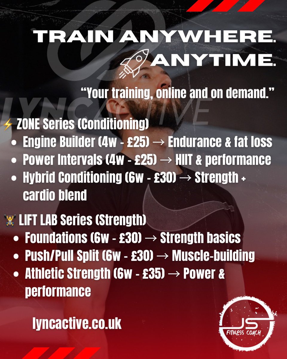 lync_active's tweet image. 🚀 Project Elevate: Online Training Plans 💻
Train anywhere, anytime with 4–6 week programs for endurance, fat loss, strength &amp;amp; performance.

💥 Launching WC 22nd Sept
📩 DM for details

#LyncActive #ProjectElevate