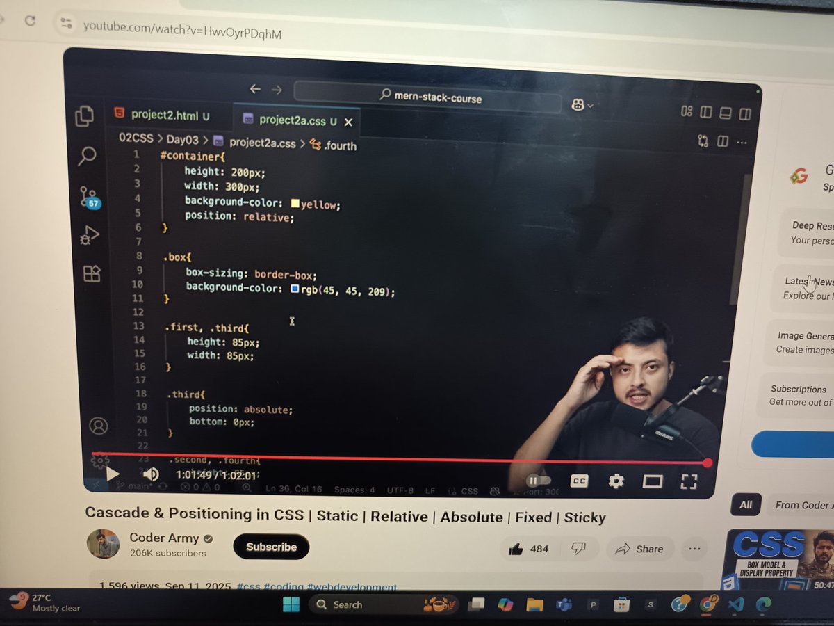 Dhruvisha Vithlani (@dhruvishav39420) on Twitter photo Day 9 Defense Challenge successfully completed
Topic covered: CSS Cascade & Positioning
Learned how CSS decides style priority + practiced static, relative, absolute, fixed & sticky.
Homework done (Built flags)
#CSS #WebDevelopment <a href="/CoderArmy/">CoderArmy</a> <a href="/rohit_negi9/">Rohit Negi</a>
<a href="/adityatandon02/">Aditya Tandon</a> Day 9 Defense Challenge successfully completed
Topic covered: CSS Cascade & Positioning
Learned how CSS decides style priority + practiced static, relative, absolute, fixed & sticky.
Homework done (Built flags)
#CSS #WebDevelopment <a href="/CoderArmy/">CoderArmy</a> <a href="/rohit_negi9/">Rohit Negi</a>
<a href="/adityatandon02/">Aditya Tandon</a>