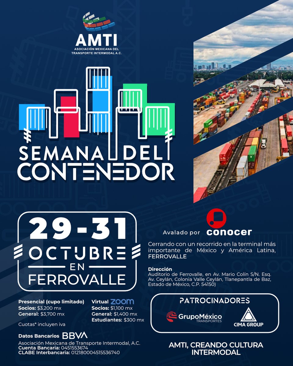 🌐 Primero fue el contenedor. Después, todo lo demás

Octubre 29-31 de 2025 | Semana del Contenedor
Soluciones, desafíos y casos de éxito que transforman al intermodal en México

🔜 Muy pronto, más detalles

#Contenedor #AMTI #Intermodal #México #Teaser