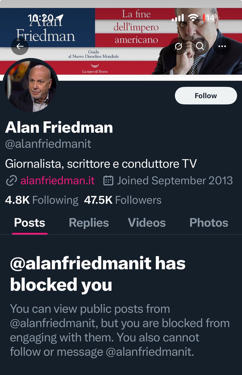 ilMuskiano's tweet photo. @alanfriedmanit why are you so afraid of me? https://t.co/vj44KJQEoL