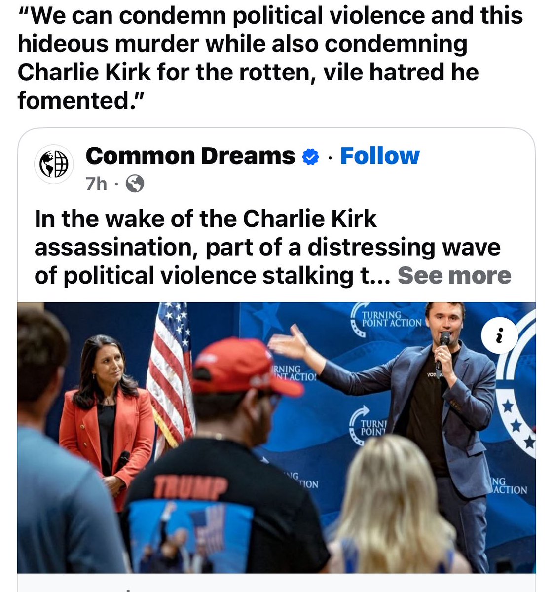 Y_A_Disgruntled's tweet photo. A FB friend of mine shared an article and pulled this quote from it.

Honestly, what rotten vile hatred, did he foment? 

Can people differentiate their opinions from rotten vile hatred?

I’ll need direct quotes of his hatred to believe any it

#CharlieKirkshot #UtahValley https://t.co/hA9pDQTvFa