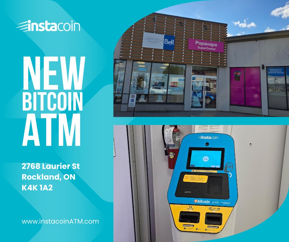 New Bitcoin ATM in Rockland, ON! Buying crypto couldn't be easier using the Instacoin ATM at the Popavape SuperCenter: 2768 Laurier St, K4K 1A2. 

🔗instacoinatm.com/bitcoin-claren…