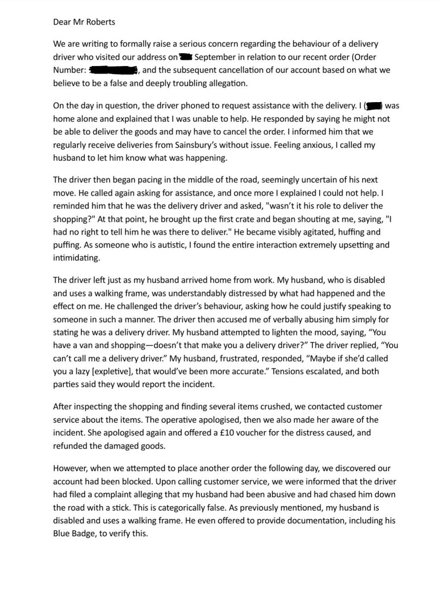 NeilInHe's tweet image. After the incident with the @sainsburys delivery driver &amp;amp; his false allegations against me, we have been told that our account has been cancelled. There has been no investigation and no formal communications the photos show our email to Simon Roberts CEO of @sainsburys
