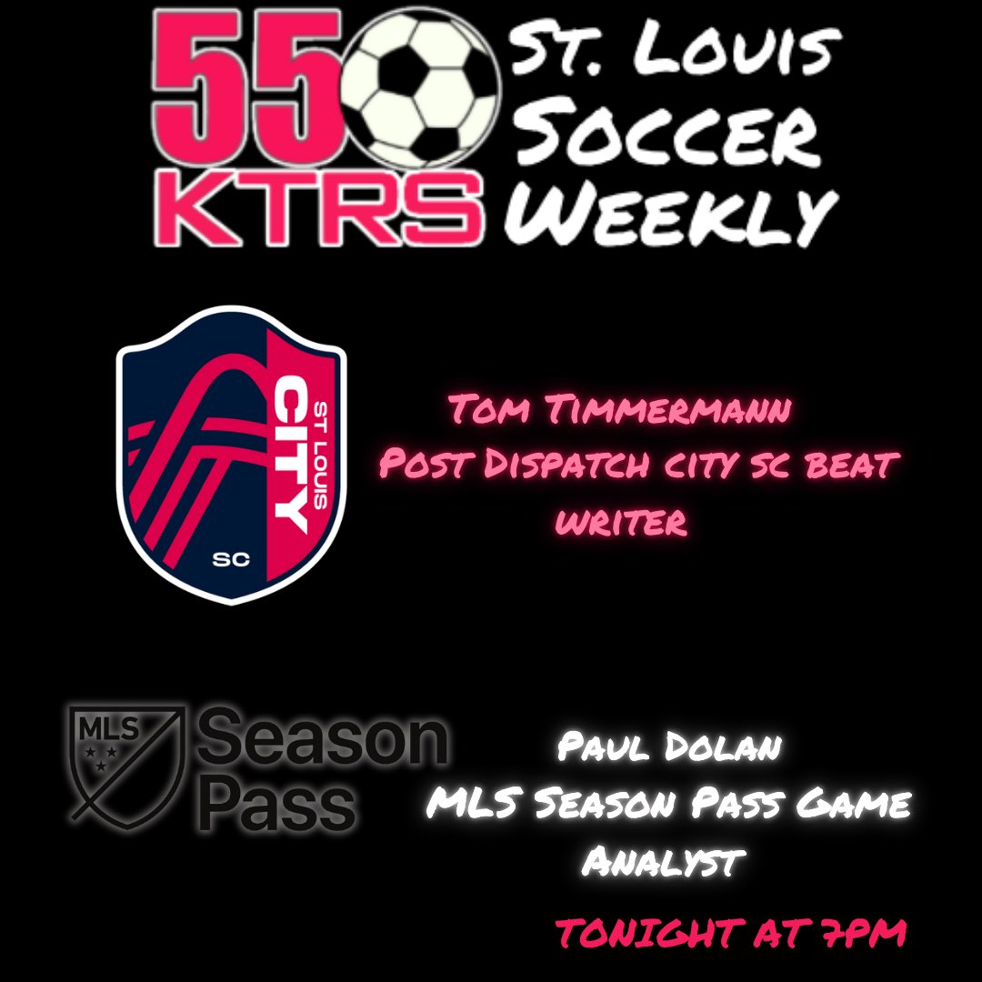 Tune in tonight at 7pm on the <a href="/BigSportsShow/">KTRS Sports</a> for St. Louis Soccer Weekly with <a href="/tomtimm/">Tom Timmermann</a> <a href="/stlCITYsc/">St Louis CITY SC</a> beat writer and <a href="/MLS/">Major League Soccer</a> season pass game analyst <a href="/DolietheGoalie/">Paul Dolan</a> 

#ktrs #radio #soccer #talkofstl
