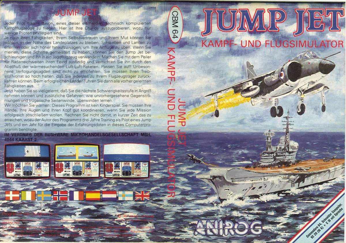 Retrojournal_de's tweet photo. 🛩️ Jump Jet – Kampf- &amp; Flugsimulator für den C64
Landungen wie ein Profi, feindliche Raketen ausmanövrieren &amp; unvorhergesehene Gefahren meistern.
Kein Kinderspiel – hier werden Hände, Augen &amp; Kopf gefordert! 🕹️🔥
#C64 #RetroGaming #Anirog #Flugsimulator https://t.co/t6EJK0yxY2