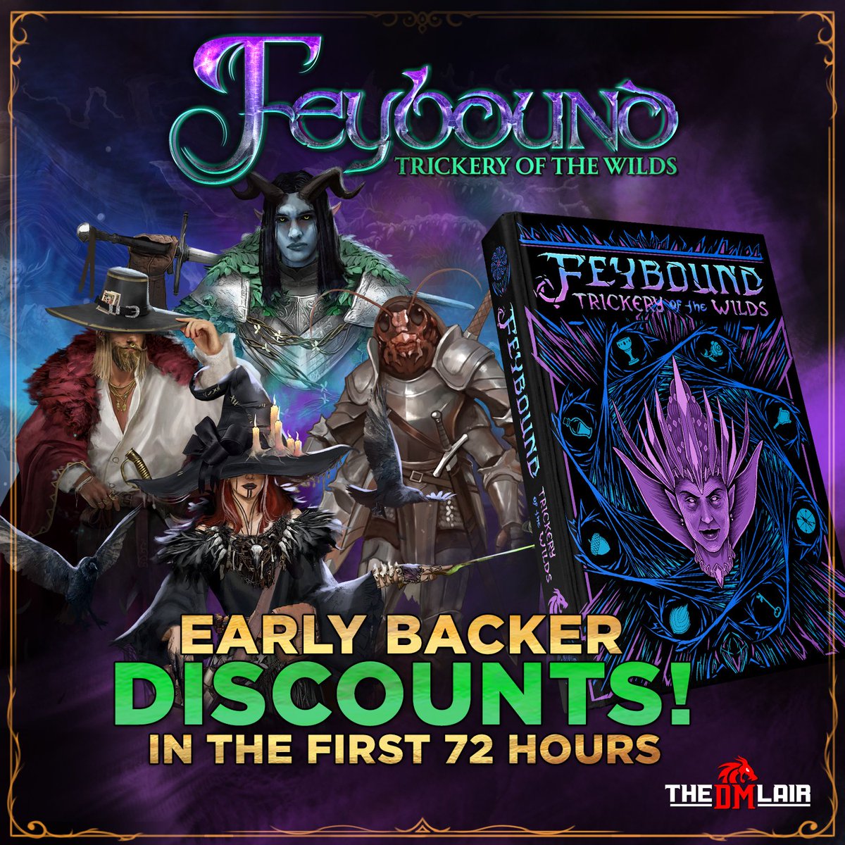 Early-backer discounts for Feybound: Trickery of the Wilds end today!

Click here pledge now: kickstarter.com/projects/thedm…

Thanks to all of our loyal fans, Feybound is off to a great start! We broke 1000 backers yesterday, and we're over 800% funded. It so exciting to see the