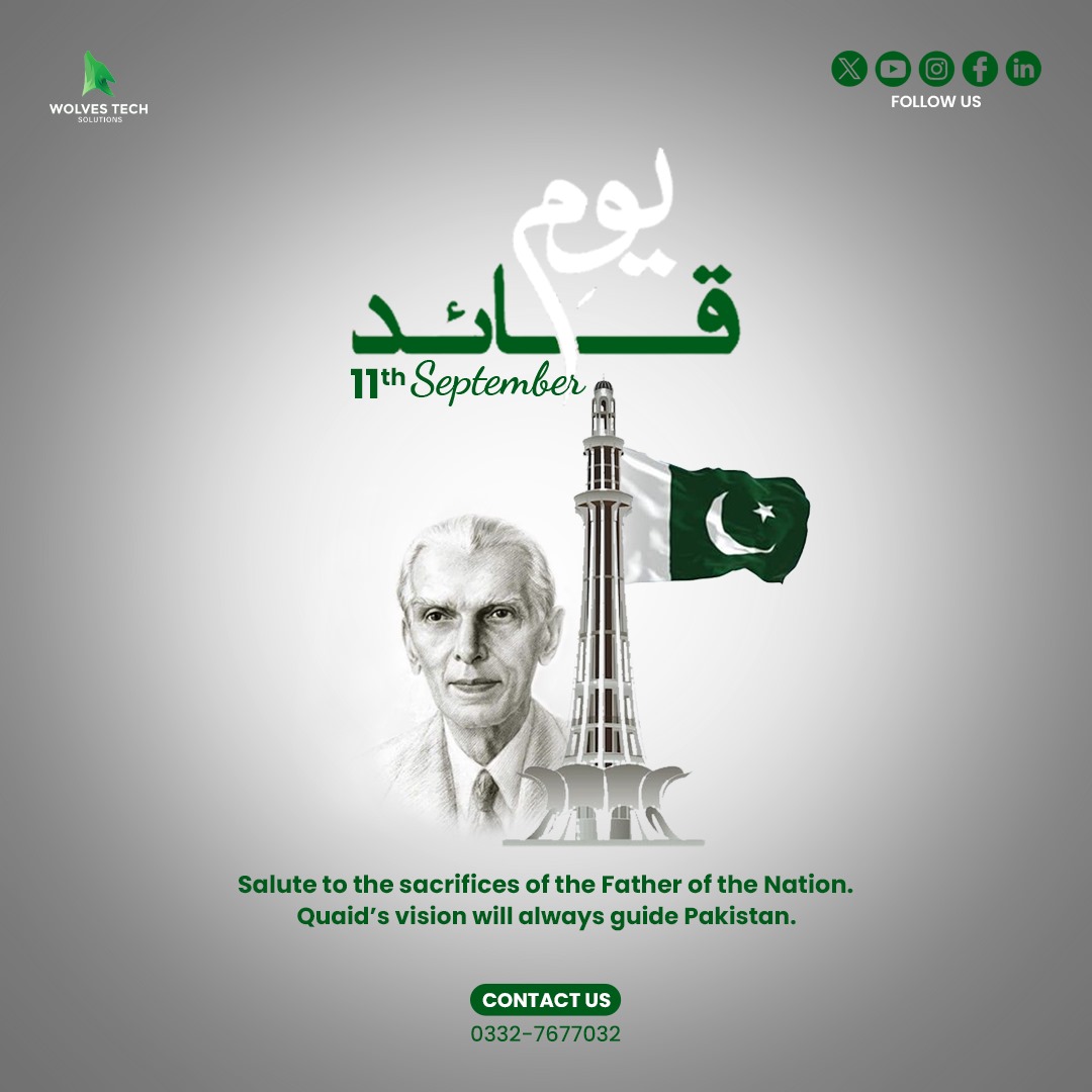 MalikAwaisIltaf's tweet image. On Quaid-e-Azam Day, Wolves Tech Solutions pays tribute to the sacrifices of the Father of the Nation, Muhammad Ali Jinnah. We honor Quaid's vision that continues to guide Pakistan towards progress and prosperity.
#QuaideAzamMuhammadAliJinnah #QuaideAzam #WolvesTechSolutions
