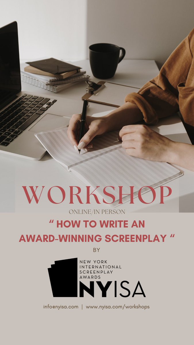 Join my 2-hour, 1-on-1 workshop, 
“How To Write An Award-Winning Screenplay,” 
where I'll share insider strategies from my experience as a screenwriter and festival owner/juror.
<a href="/NYISAwards/">NYISA</a> 

Click here to enroll: coursehorse.com/nyc/classes/pr…

#screenwriting #screenwriters