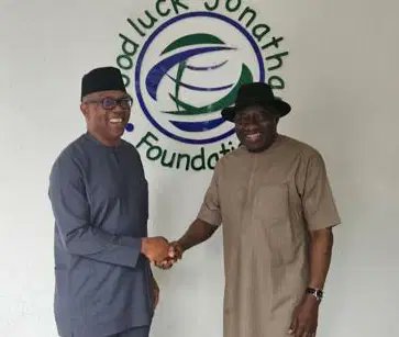 BREAKING : Goodluck Jonathan and Peter  Obi in closed-door meeting in Abuja