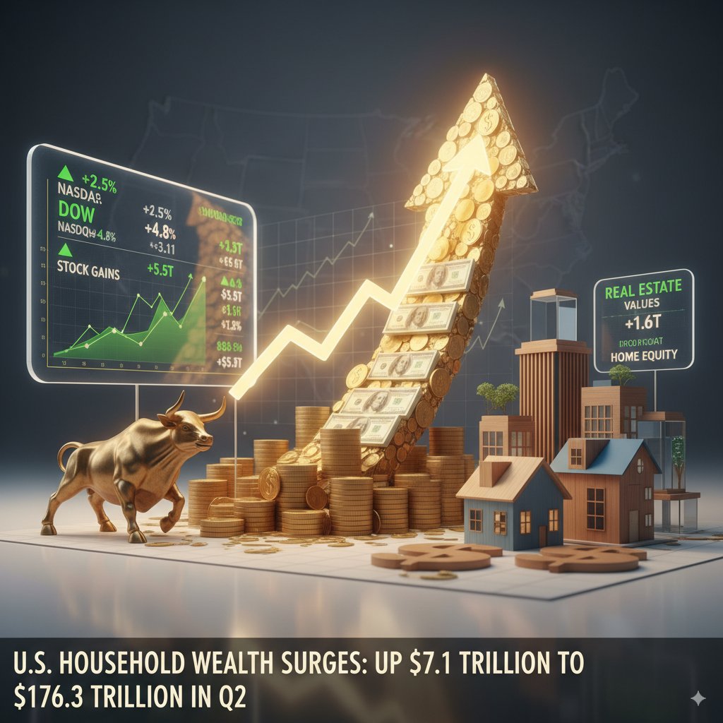 Cryptolid_io's tweet image. 🟢 U.S. #household wealth surges: 

#Networth jumps $7.1T (+4.2%) to $176.3T in Q2, driven by $5.5T in #stocks  gains and higher #RealEstate  values, #Fed  report shows.

#Bitcoin #Crypto #Blockchain #Markets #Altcoins #XRP #Ripple #TRUMP #Crypto #DeFi #Blockchain #ETFs